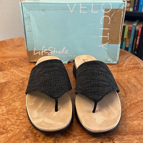 LifeStride | Black Poolside Sandal  Wide Width ZL840 - Picture 1 of 16